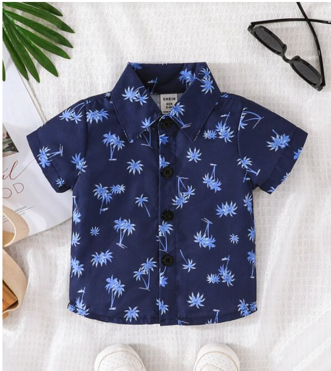 Baby Boy Coconut Tree Print Shirt