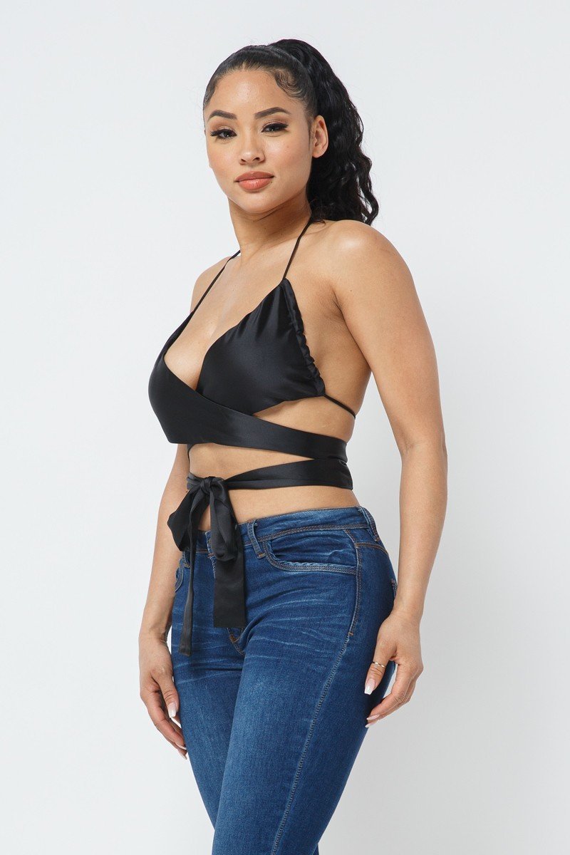 Satin Wrap Around Top