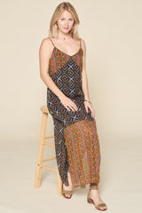 Mixed Printed Chiffon Maxi Slip Dress