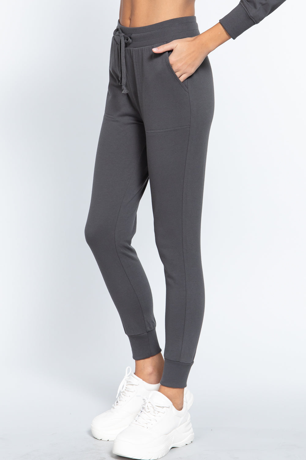 Waist Band Long Sweatpants With Pockets