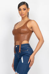 D-ring Sweetheart Bustier Leather Top