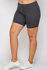 Solid Biker High-waisted Shorts With Elastic Waist