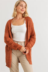 Knit Two Pocket Long Sleeve Open Front Cardigan