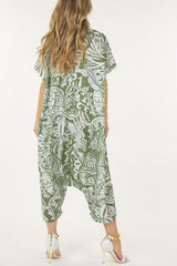 Loose Round Neck Print Onesie-like Jumpsuit