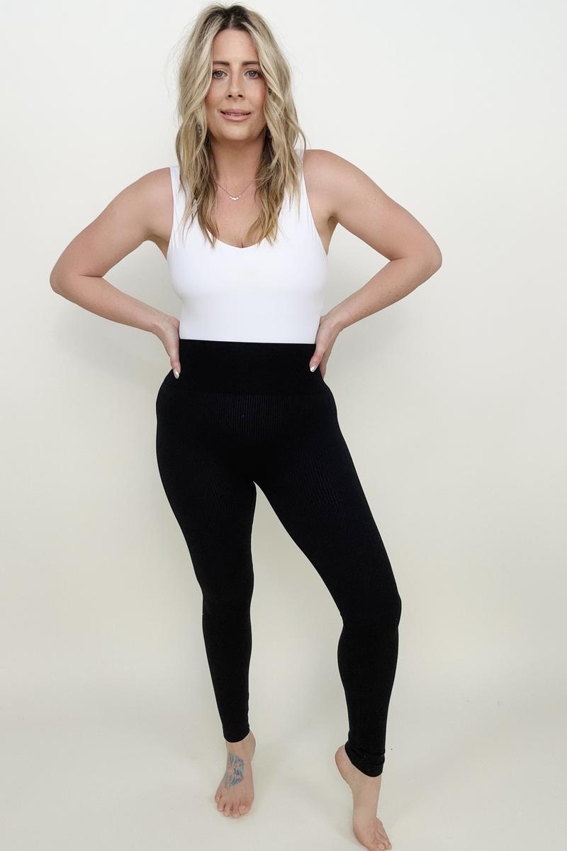 Ribbed Seamless High Waisted Full Length Leggings