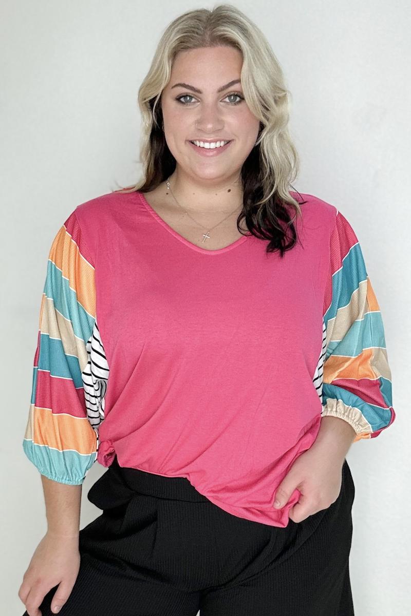 Striped Color Block Long Sleeve Top