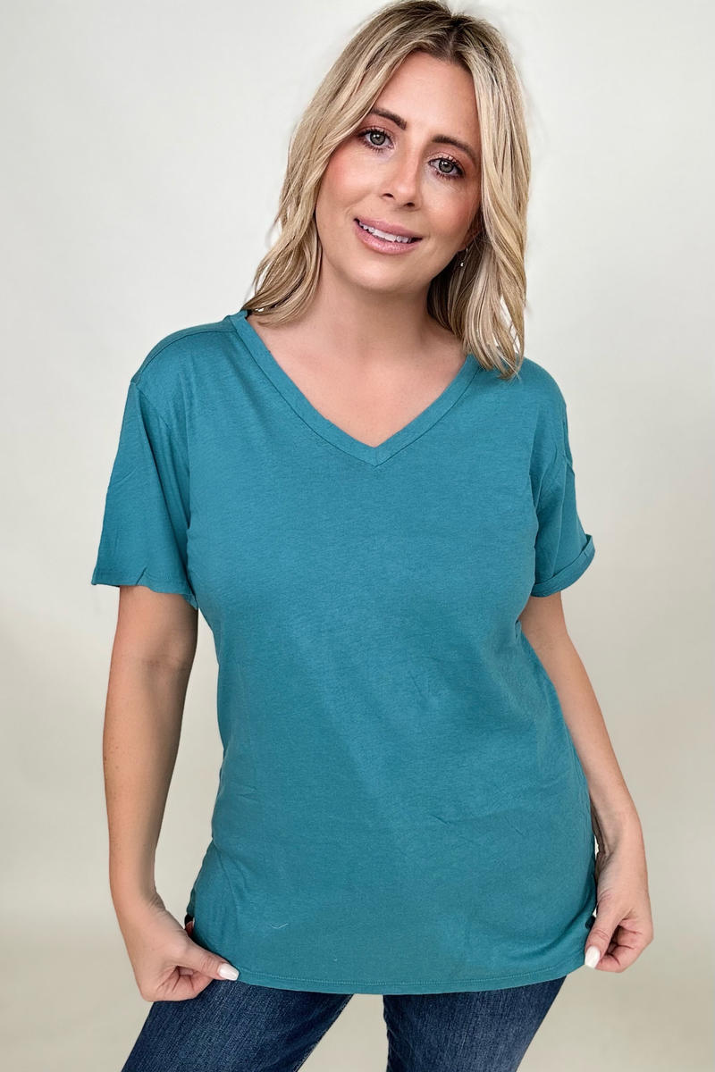 Cotton Short Sleeve V-Neck Tee