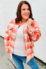 Layer Up Orange Plaid Flannel Button Down Shacket