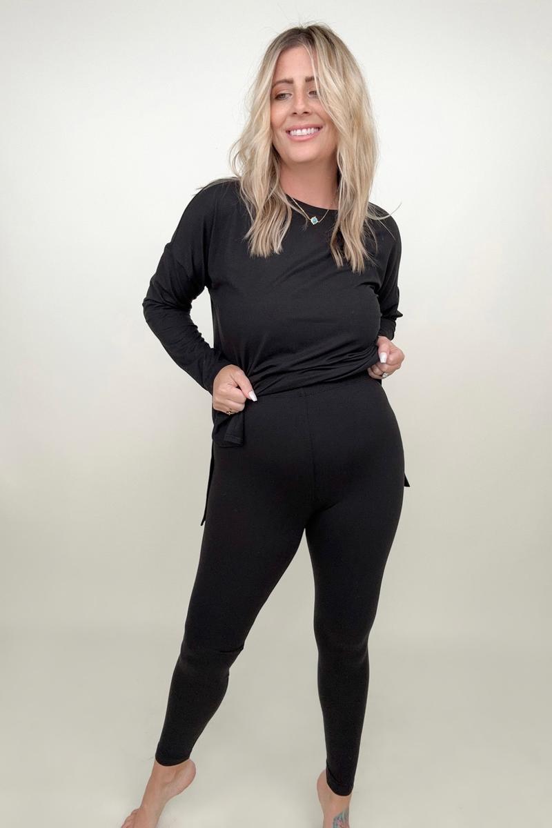 Brushed Microfiber Long Sleeve Top And Legging Set