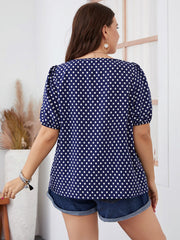 Plus Size Autumn Chiffon Short Woven round Neck Plaid Office Korean Pullover Polka Dot Women Blouse