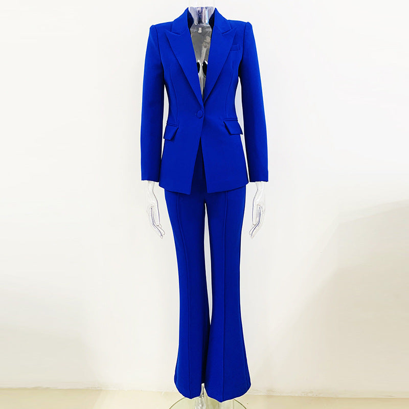 Star Business Wear One Button Cloth Cover Mid Length Suit Bell Bottom Pants Suit Two Piece Suit