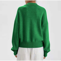 Autumn Polo Collar Autumn Winter Knitting Sweater Women