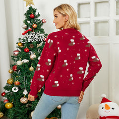 Knitwear Autumn Winter Pullover Round Neck Snowflake Christmas Sweater Women