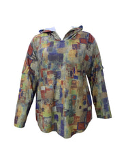 Plus Size Autumn Winter Women Loose Printed Long Sleeve Hooded Sweater