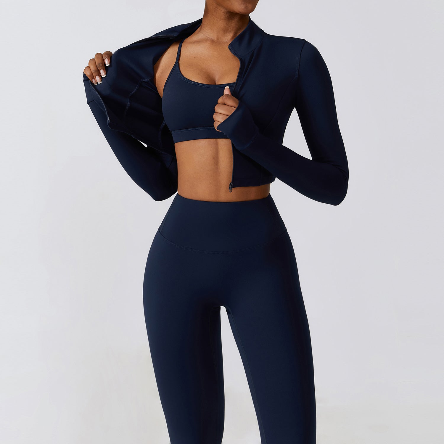 Autumn Winter Skinny Yoga Clothes Nude Feel Quick Drying Sports Suit Thin Fitness Clothes Three Piece Set