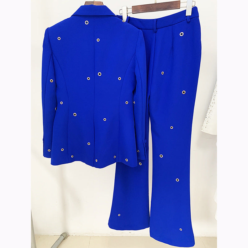 Goods Stars Heavy Industry Metal Hole One Button Blazer Trousers Suit Two Pieces