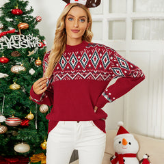 Christmas Sweater Autumn Winter Half Turtleneck Christmas Sweater Women