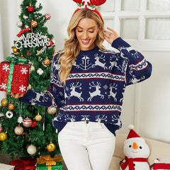 Christmas Amicgr Jacquard Sweater Women Autumn Winter Pullover Christmas