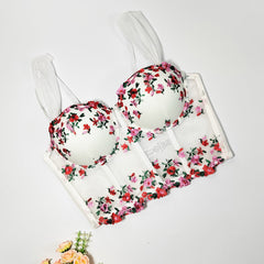 French Mesh Boning Corset Camisole Women Inner Match Sexy Bra Outer Wear Design Chic Waist Tied Sweet Spicy Top