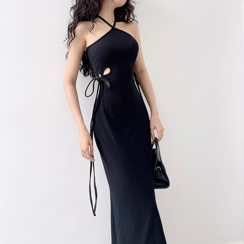 Spring Summer Elegant Slim Fit Chest Flattering Halter Cut Dress for Women