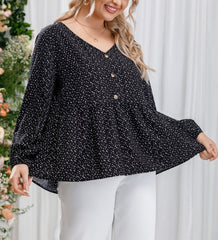 Plus Size Women Printed Button Office Shirt Women