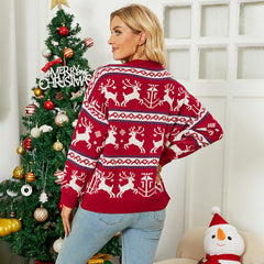 Christmas Amicgr Jacquard Sweater Women Autumn Winter Pullover Christmas