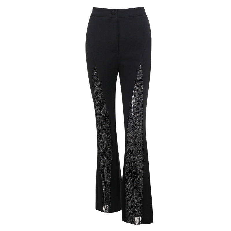 Spring Summer Trendy Shiny Design Sexy See through Slim Fit Trousers