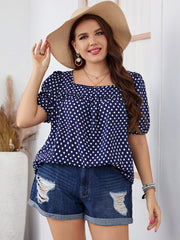 Plus Size Autumn Chiffon Short Woven round Neck Plaid Office Korean Pullover Polka Dot Women Blouse