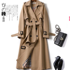 Cinched Patchwork Fashion Casual Belt Belt Solid Color  High-End Elegant Windbreaker Women Coat