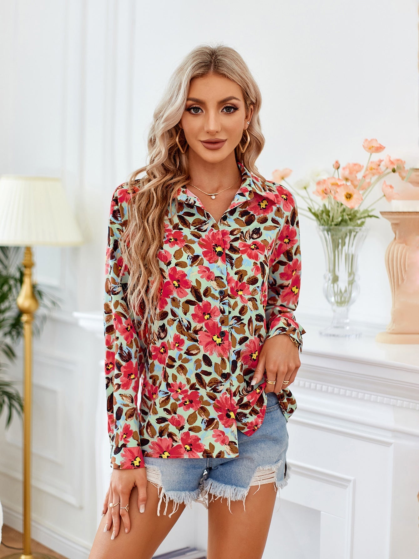 Women  Autumn Printed Long Sleeved Top