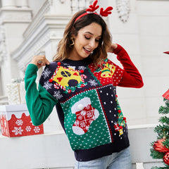 Women Clothing Small Snowflake Christmas Knitted Clothing Pullover Christmas Tree Sweater