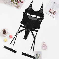 Jumpsuit Sheer Mesh Sexy Lingerie Four Piece Set Or Five Piece Set