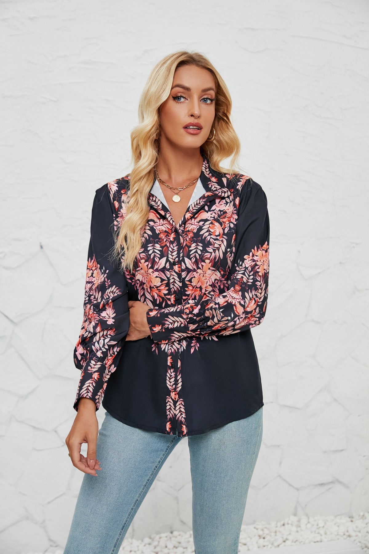 Women Autumn Winter Printed Casual Shirt for Women