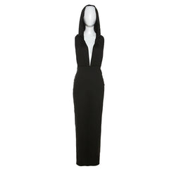 Summer Women  Clothing Sexy V neck Backless Hooded Slim Fit Dress