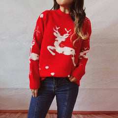 Christmas Tree Amicgr Festival Long Sleeve round Neck Knitted Pullover Year Christmas Sweater for Women