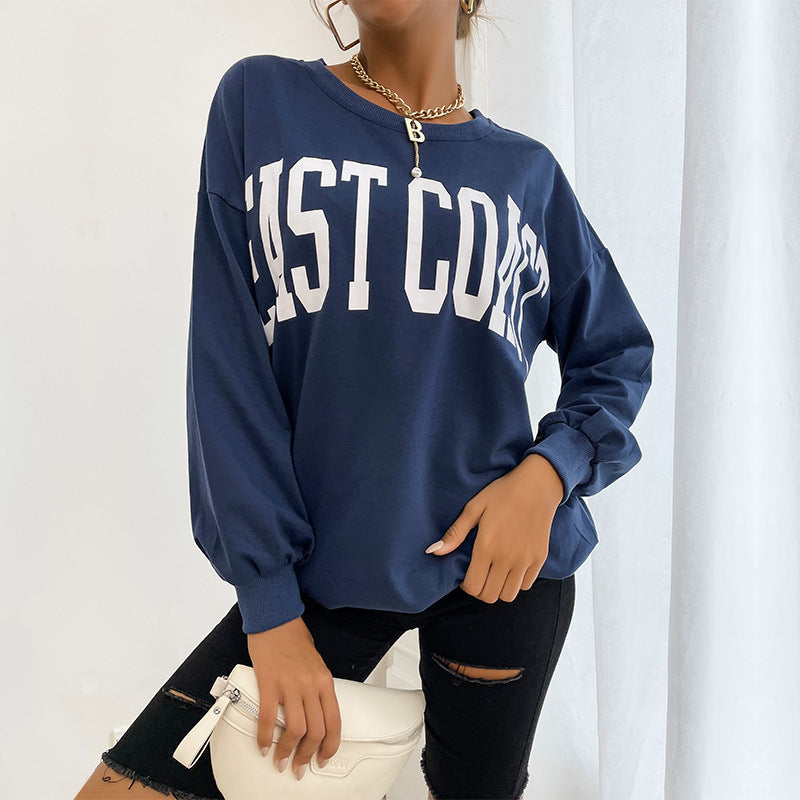 Autumn Women Clothing Long Sleeve Letter Graphic Sweater Women