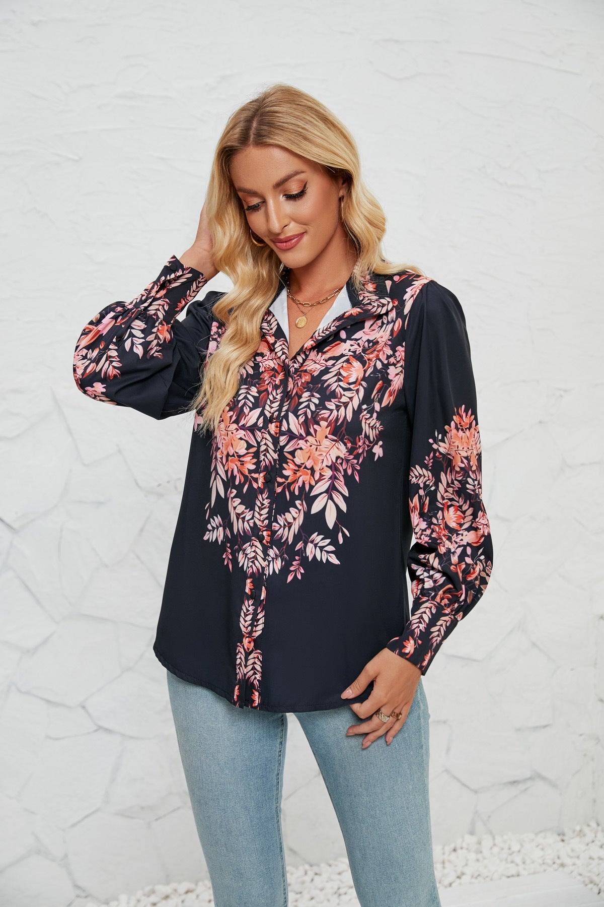 Women Autumn Winter Printed Casual Shirt for Women