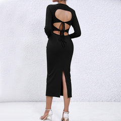 Girls Sexy Sheath Tight Dress Hollow Out Cutout Chest Slimming Elegant Dress