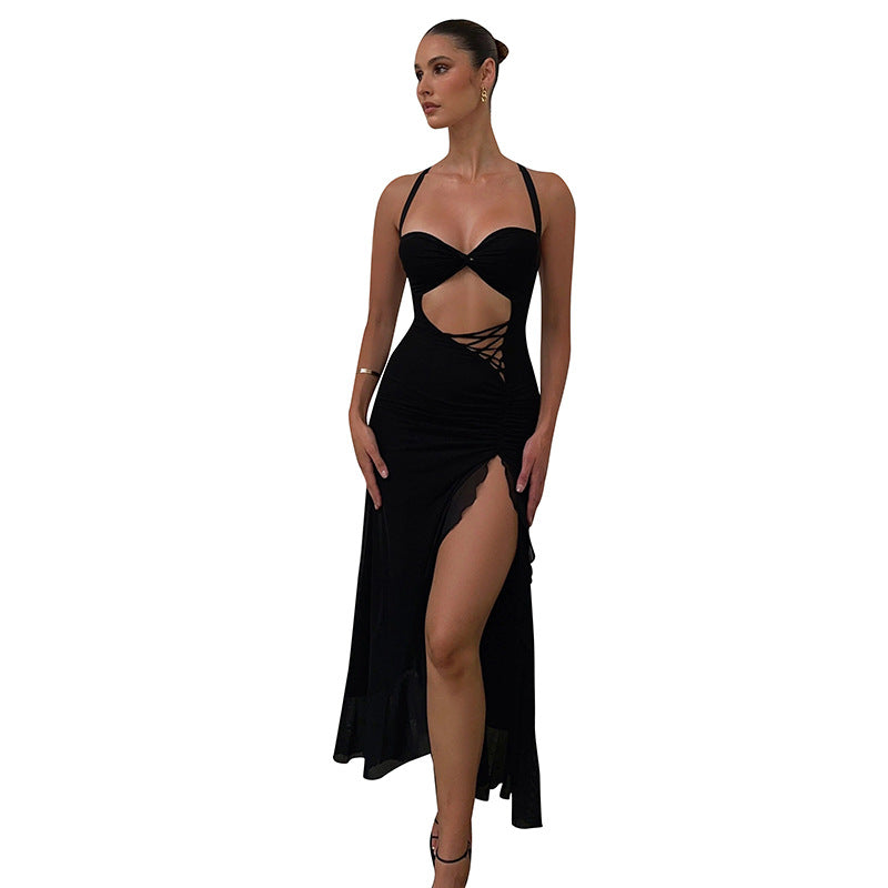 Sexy Party Dress Sexy Waist Trimming Hollow Out Cutout Cross Strap Camisole Dress