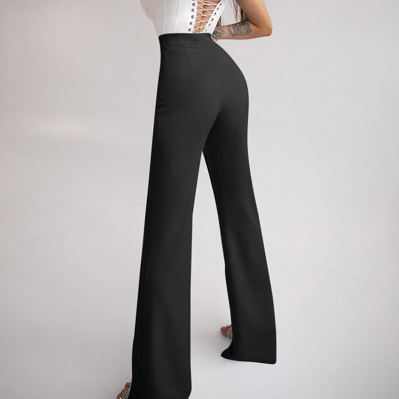 Spring Summer Trendy Shiny Design Sexy See through Slim Fit Trousers