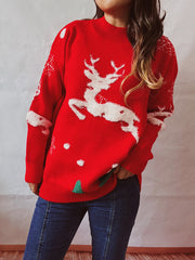 Christmas Tree Amicgr Festival Long Sleeve round Neck Knitted Pullover Year Christmas Sweater for Women