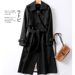 Cinched Patchwork Fashion Casual Belt Belt Solid Color  High-End Elegant Windbreaker Women Coat