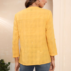 Yellow Slim Fit V Neck Shirt Top