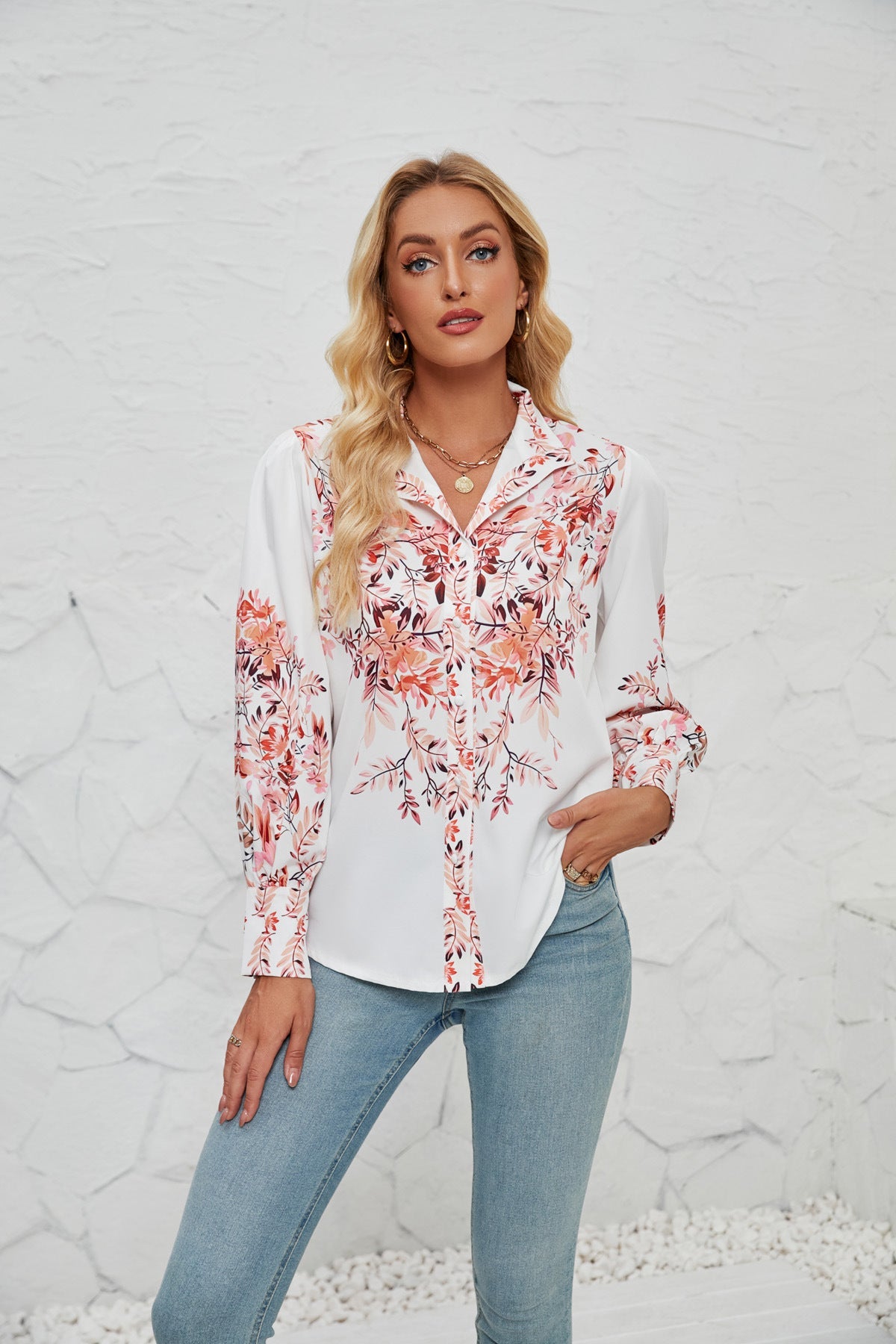 Women Autumn Winter Printed Casual Shirt for Women