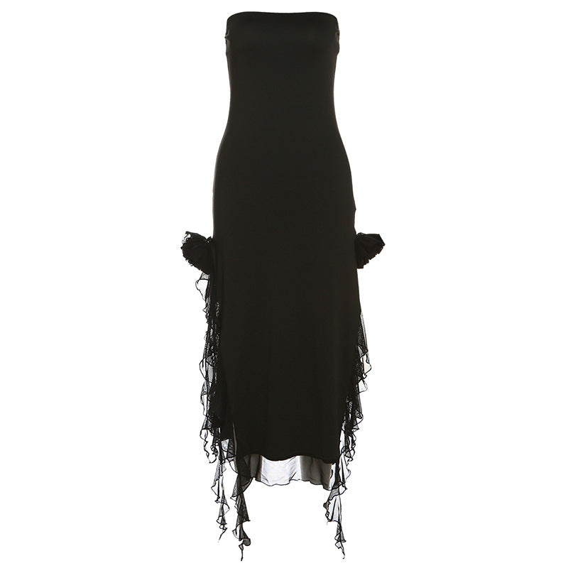 Spring Summer Women Off Shoulder Irregular Asymmetric Hem Slim Fit Evening Dress Women