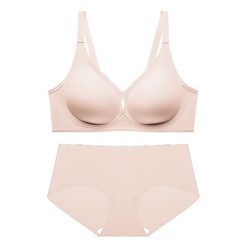 Seamless Underwear 3D Flocking SilAmicge Jelly Soft Support Wireless Thin Comfortable Bra Set