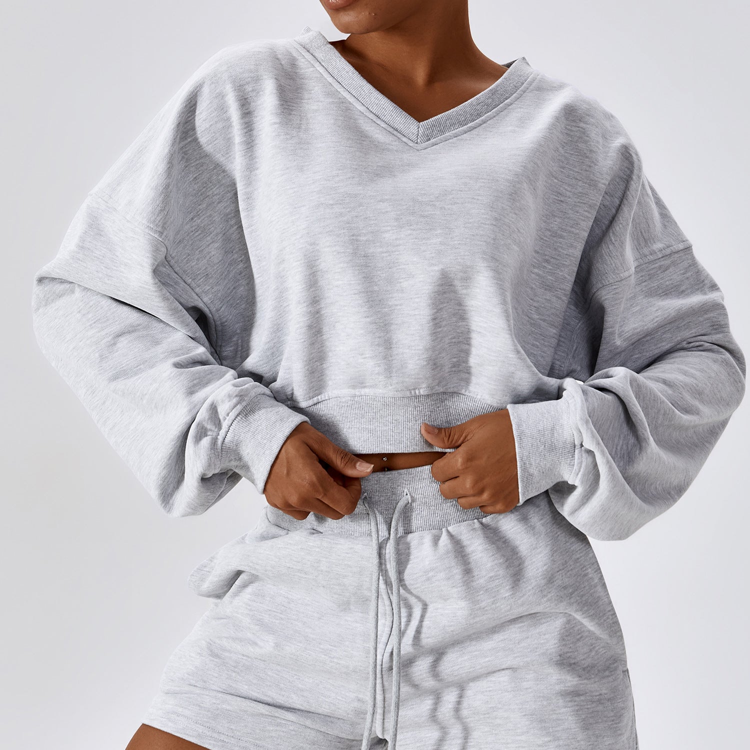 Loose Long Sleeve Sweatshirt Outdoor Keep Warm V Neck Pullover All Matching Casual Sweatshirt Top