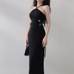 Spring Summer Elegant Slim Fit Chest Flattering Halter Cut Dress for Women