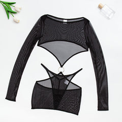 Summer Comfortable Sheer Mesh Design Sexy Underwear Two Piece Sexy