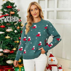 Knitwear Autumn Winter Pullover Round Neck Snowflake Christmas Sweater Women